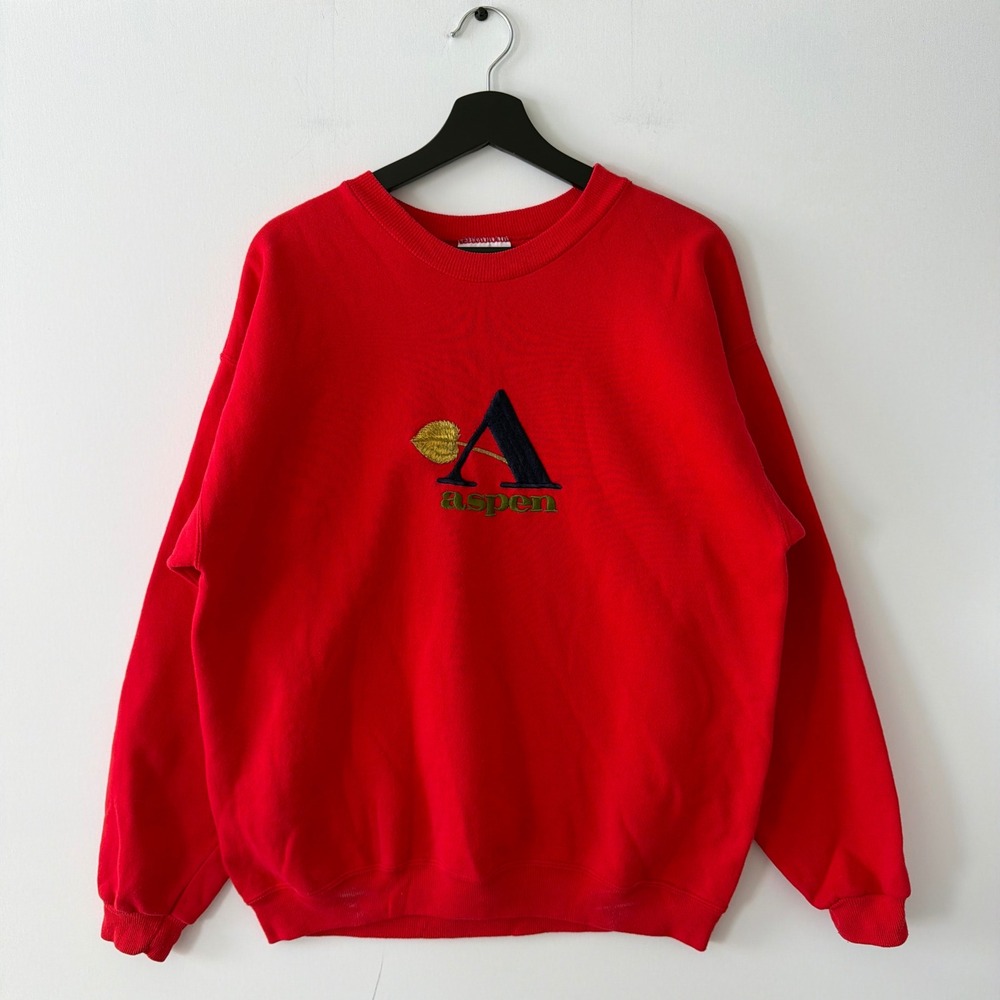 Vintage Hanes Heavyweight Aspen Colorado Sweatshirt Red Mens Large USA Made